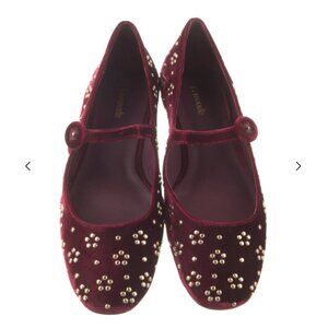 NEW LARROUDE Handmade In Brazil Velvet Blair Ballet Flats in wine  825 10t5